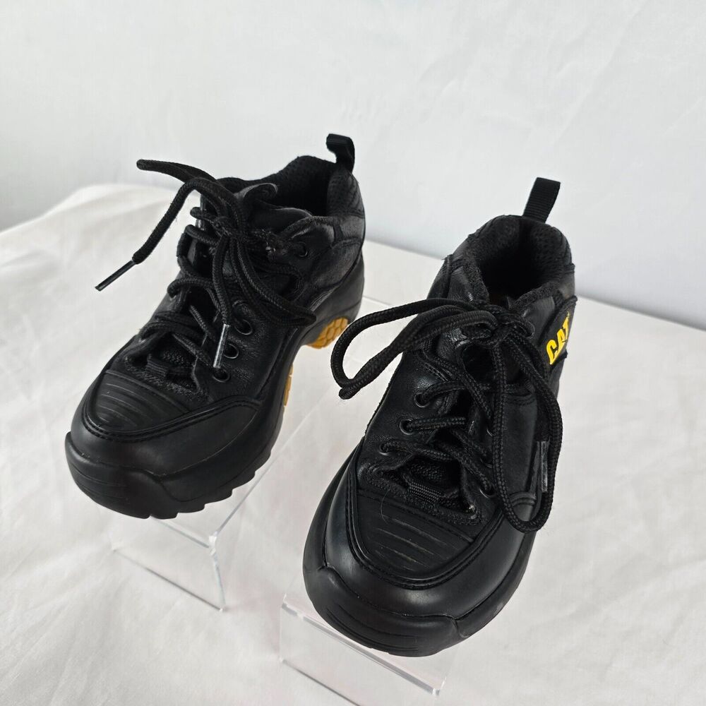 Caterpillar Big Kid Size 1 Leather Work Intruder Lace Up Stock No 47080 Black